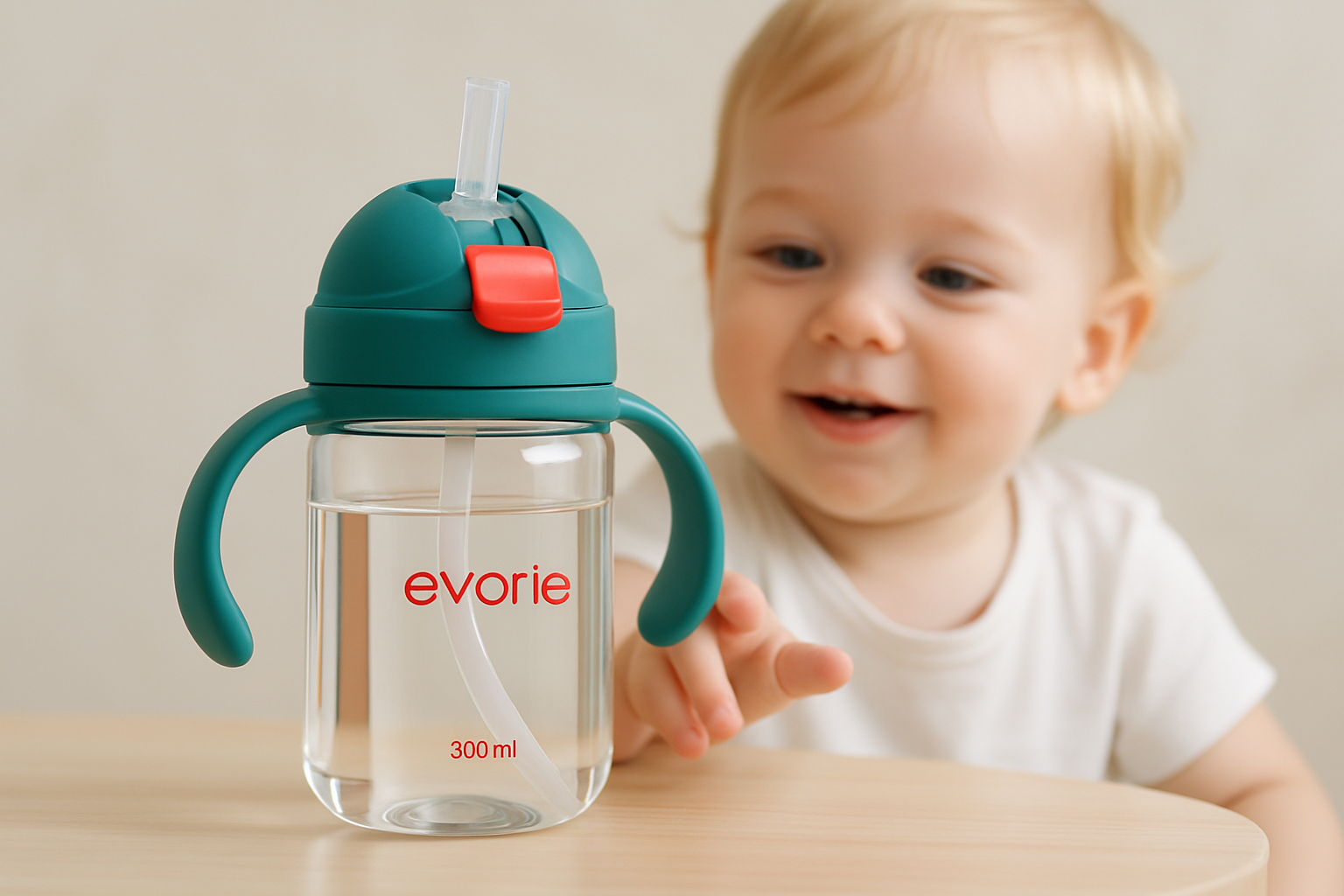 เลือกขวดน้ำเด็กหลอดดูดที่ดีที่สุดสำหรับลูกน้อยวัย 1-3 ปี: Evorie Tritan กันสำลัก ปลอดภัย ทนทาน