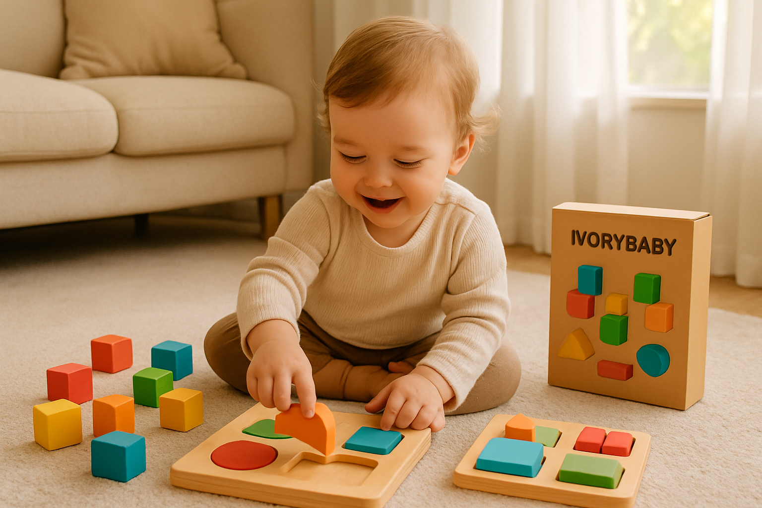 IVORYBABY ของเล่นไม้เสริมพัฒนาการเด็ก: บล็อคไม้และจิ๊กซอว์ไม้เพื่อการเรียนรู้ที่สนุกสนาน