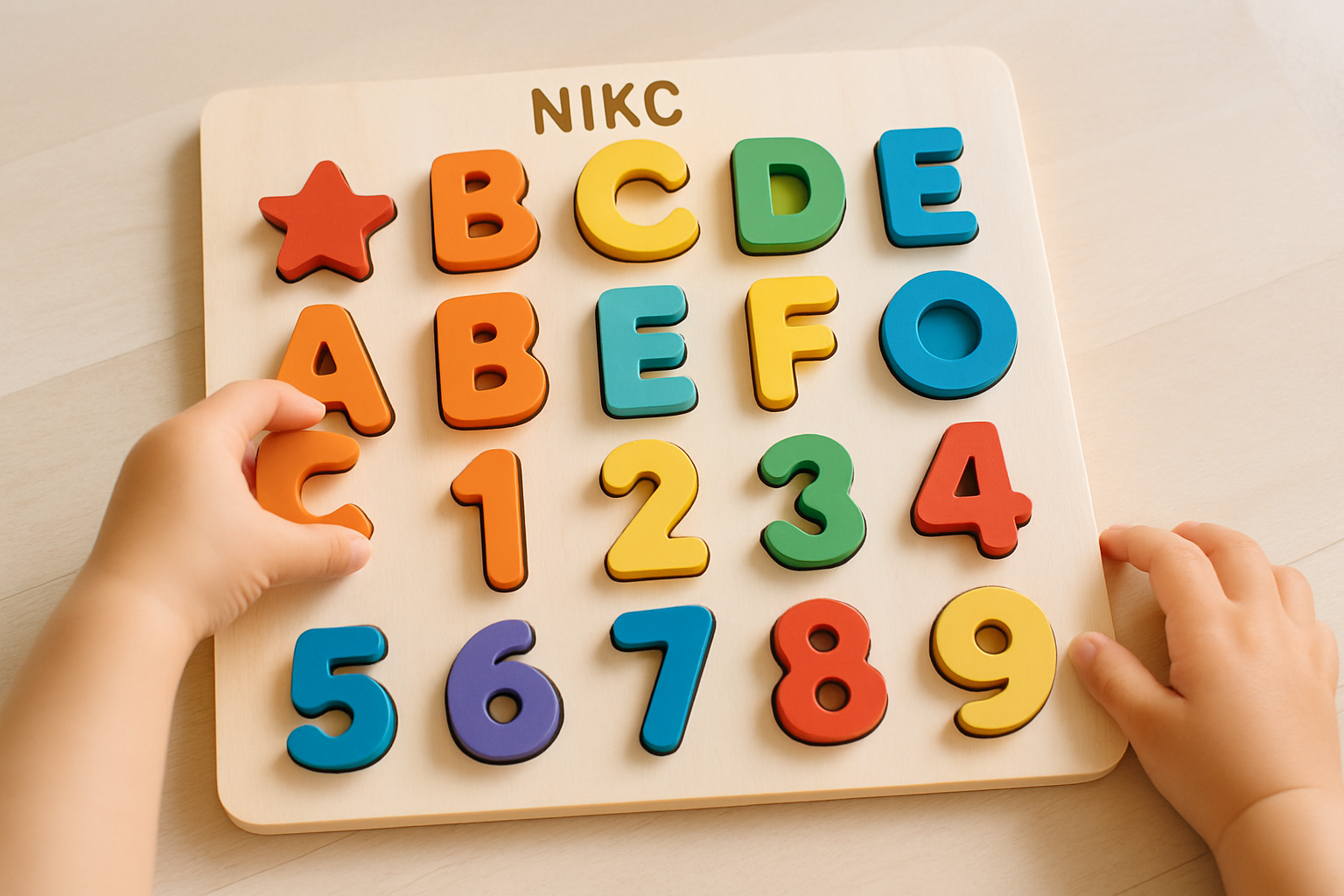 NIKO ของเล่นไม้เสริมพัฒนาการเด็ก: กระดานจิ๊กซอว์ ABC ตัวเลข รูปทรง ครบจบในชิ้นเดียว