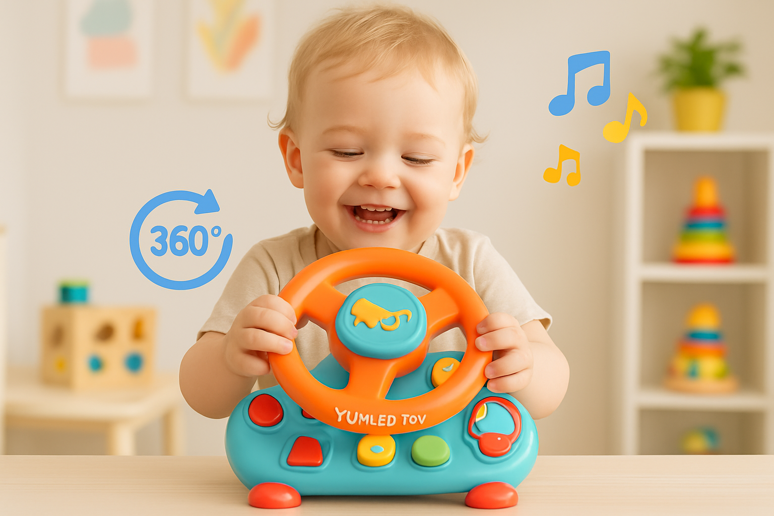 พวงมาลัยของเล่นเด็ก 360° เสียงเพลง: ของเล่นเสริมพัฒนาการสำหรับหนูน้อยวัย 1-3 ขวบ