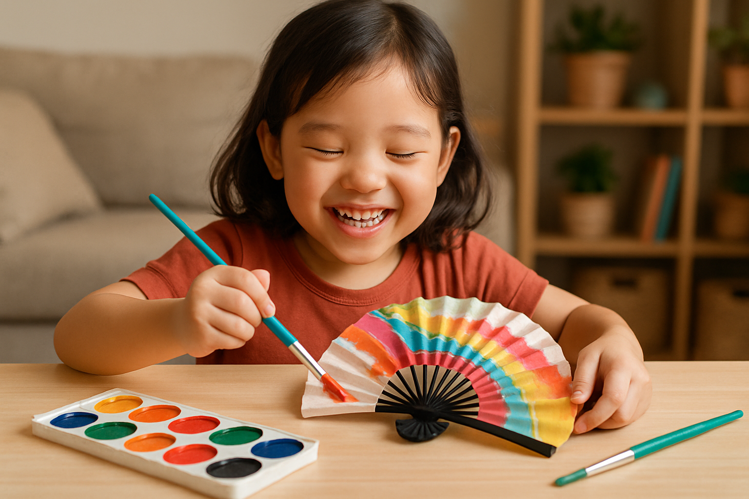 พัดระบายสีเด็ก DIY เสริมสร้างจินตนาการและพัฒนาการกล้ามเนื้อมัดเล็ก