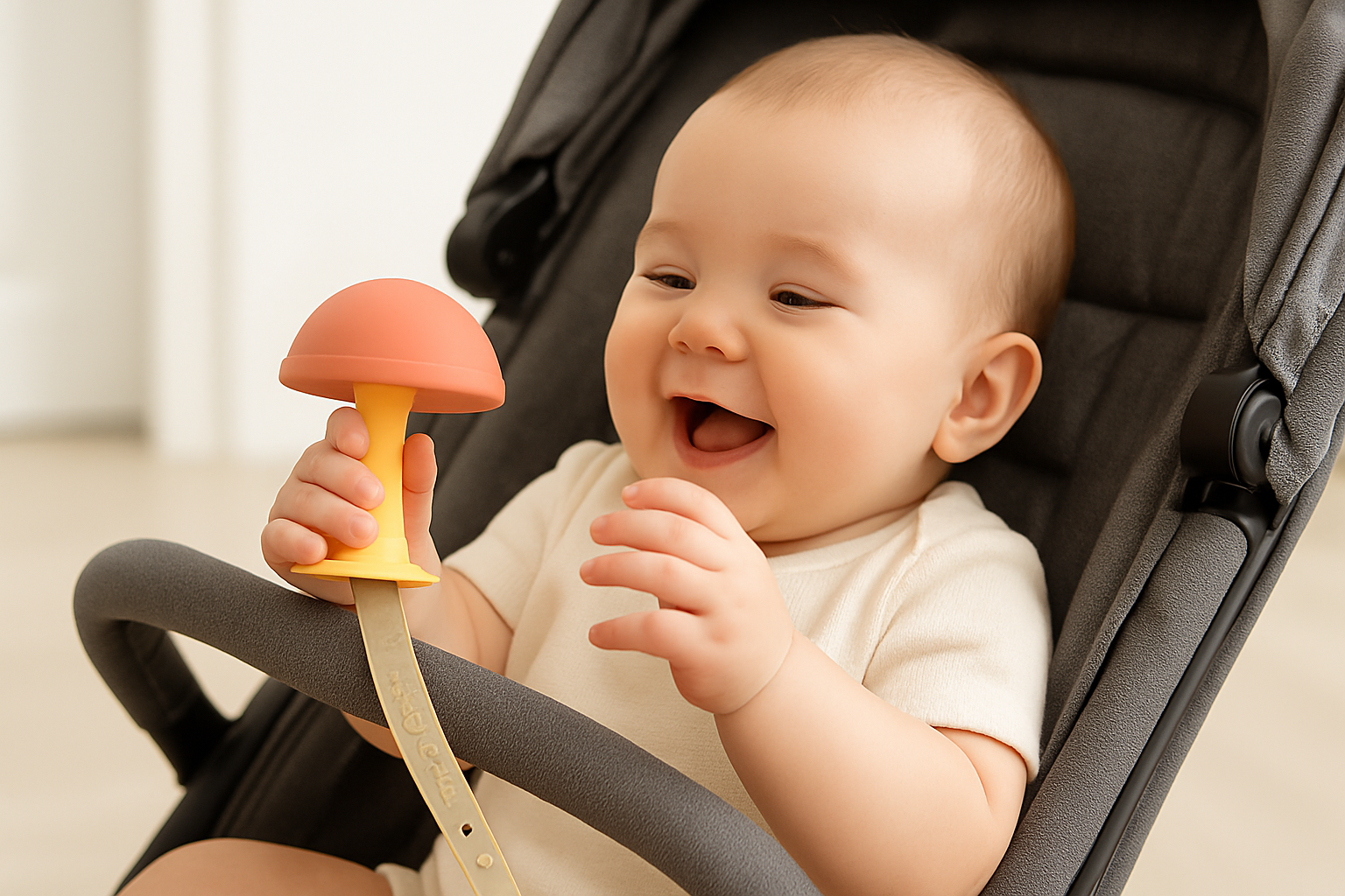 สายคล้องยางกัด Mombella ของแท้จากอังกฤษ ปลอดภัย BPA Free ใช้ได้กับยางกัด ขวดนม รถเข็น